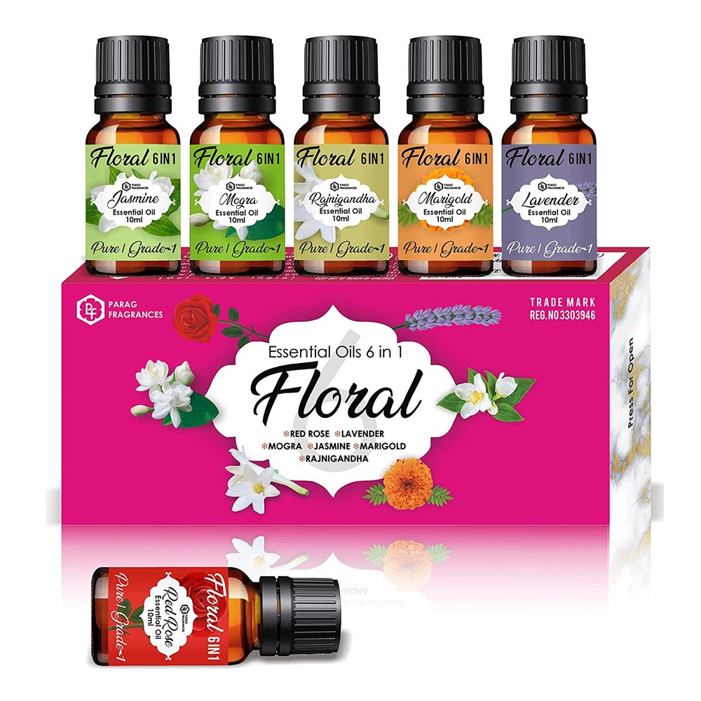 Floral 6-in-1 Essential Oils Jasmine, Rose, Mogra More