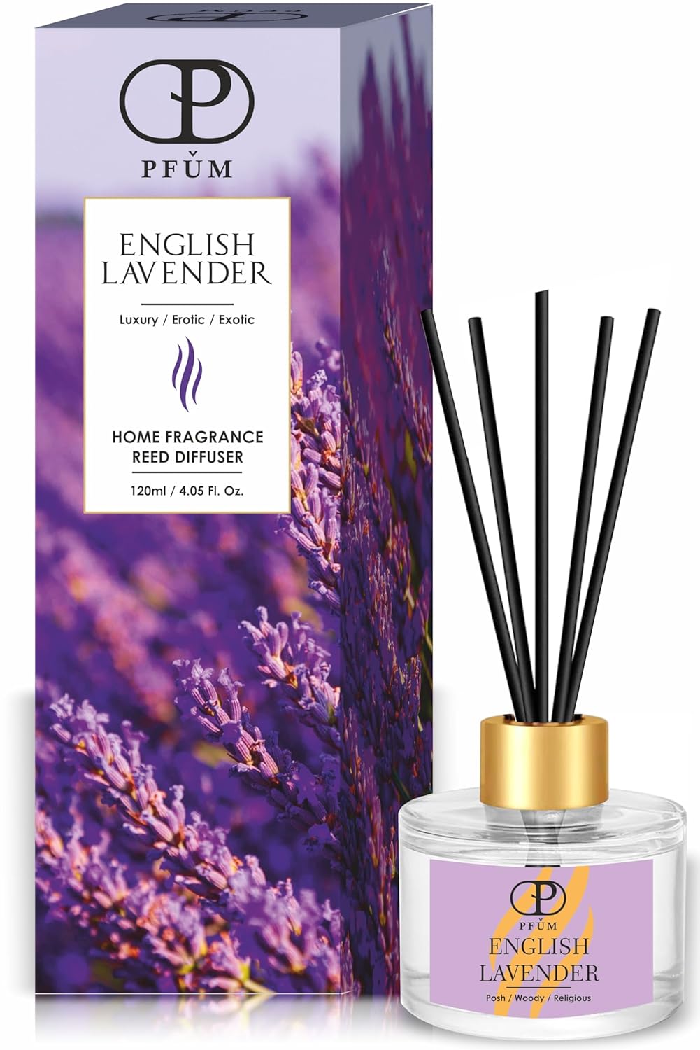 PFUM English Lavender Reed Diffuser Set for Home Fragrance 120ml with  Sticks Luxury Fragrance Reed Diffuser for Home, Office, Spa, Restaurants 