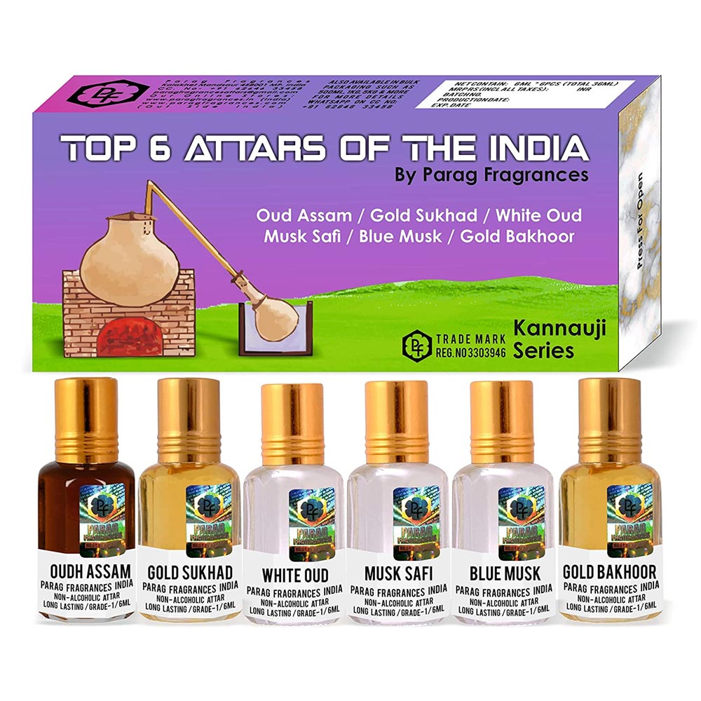 Parag Fragrances White Amber Attar 6ml - Natural Wood Bottle Attar, Alcohol-Free & Long Lasting