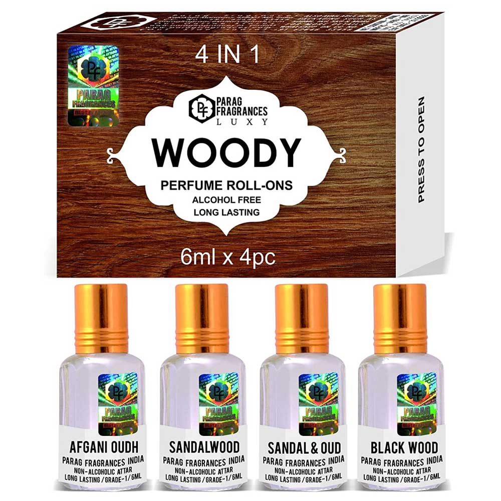 4-in-1 Woody Perfume Roll-On Oud Sandalwood