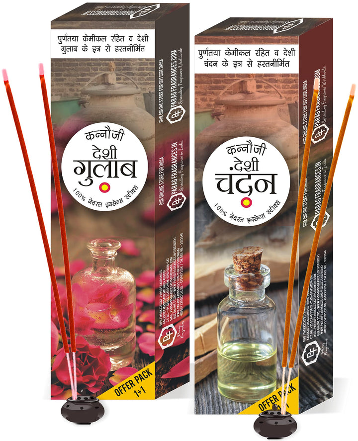 Kannauji Agarbatti Combo | Desi Gulab and Desi Chandan