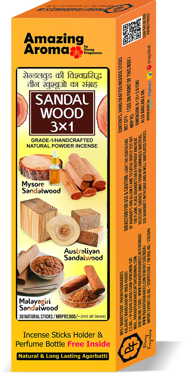 Sandalwood 3-in-1 Agarbatti | Mysore, Australian, Malayagiri