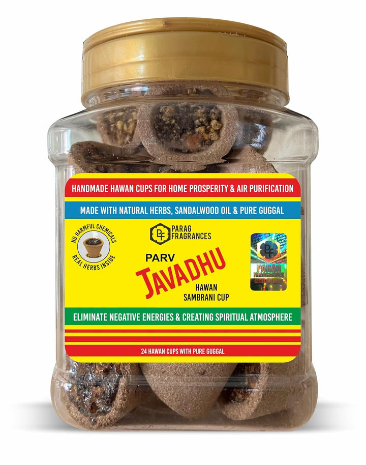 Parag Fragrances Pure Javadhu Sambrani Dhoop Cups for Pooja (24 pcs) | Havan Cups for Pooja for Home & Festivals | Natural Javadhu Dhoop Original | Dhoop Cups