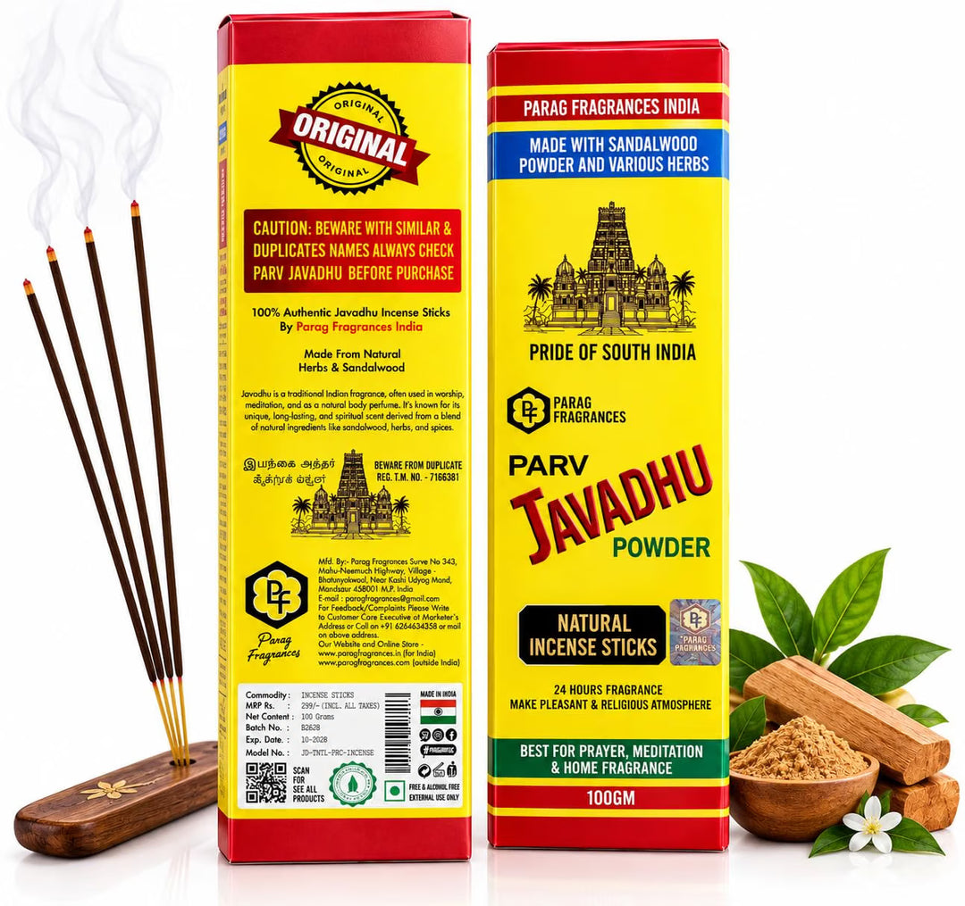Parag Fragrances Parv Javadhu Incence Sticks 100gm Pack Charcoal & Chemical Free/Long Lasting & Natural Incence Sticks Pack (Javadhu)