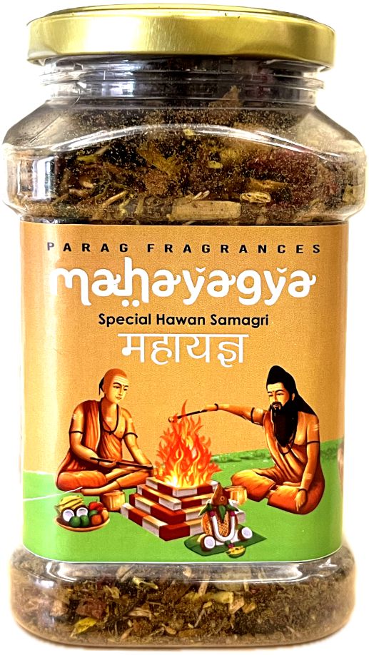 Parag Fragrances Mahayagya Hawan Samagri 180Gram / 100% Natural Hawan Samagri with Real Herbs & Rasins/Ideal for Hawan at Home, Natural Dhoop for Religious Use