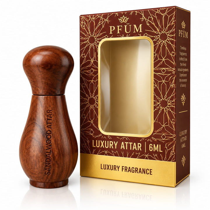 Parag Fragrances Sandalwood Oil Luxury Wooden Attar Natural Fragrance | 0% Alcohol Long Lasting Attar Perfume | Premium Gift for Men & Women | 6ML