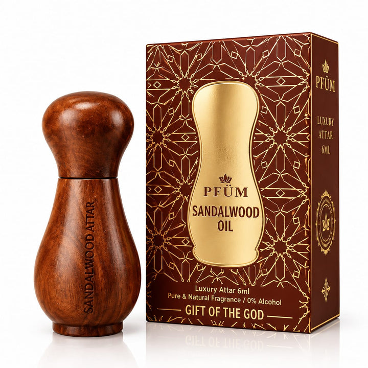 Parag Fragrances Sandalwood Oil Luxury Wooden Attar Natural Fragrance | 0% Alcohol Long Lasting Attar Perfume | Premium Gift for Men & Women | 6ML